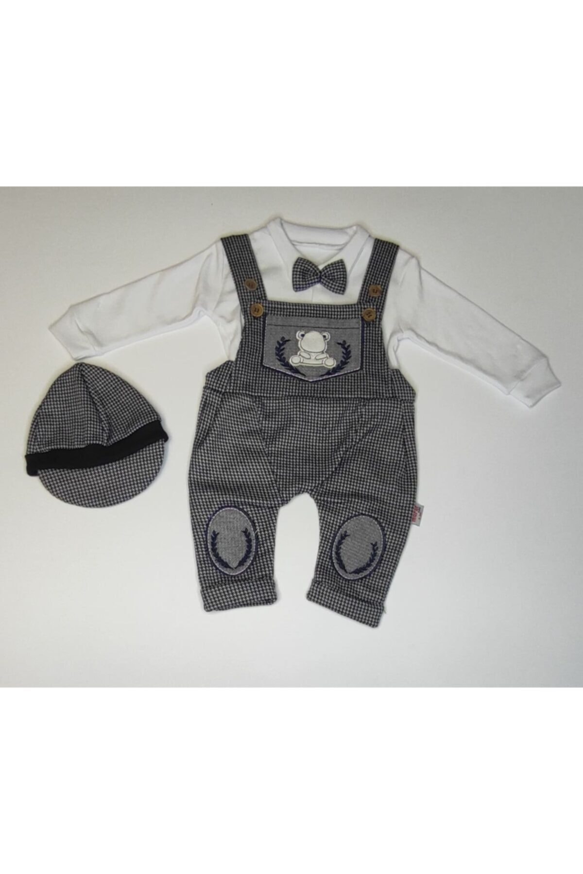 Baby Boy Cap Bow Tie Slopet Jumpsuit Set 5619
