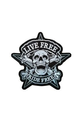 Beyaz Live Free Ride Free Motorcu Patches Arma Kot Yaması X-197