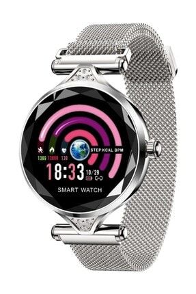 H1 Smart Watch H1 Bayan Akıllı Saat Nabız Ölçer Uyku Ve Spor Faaliyetleri Gümüş Renk PZR-2838807269541