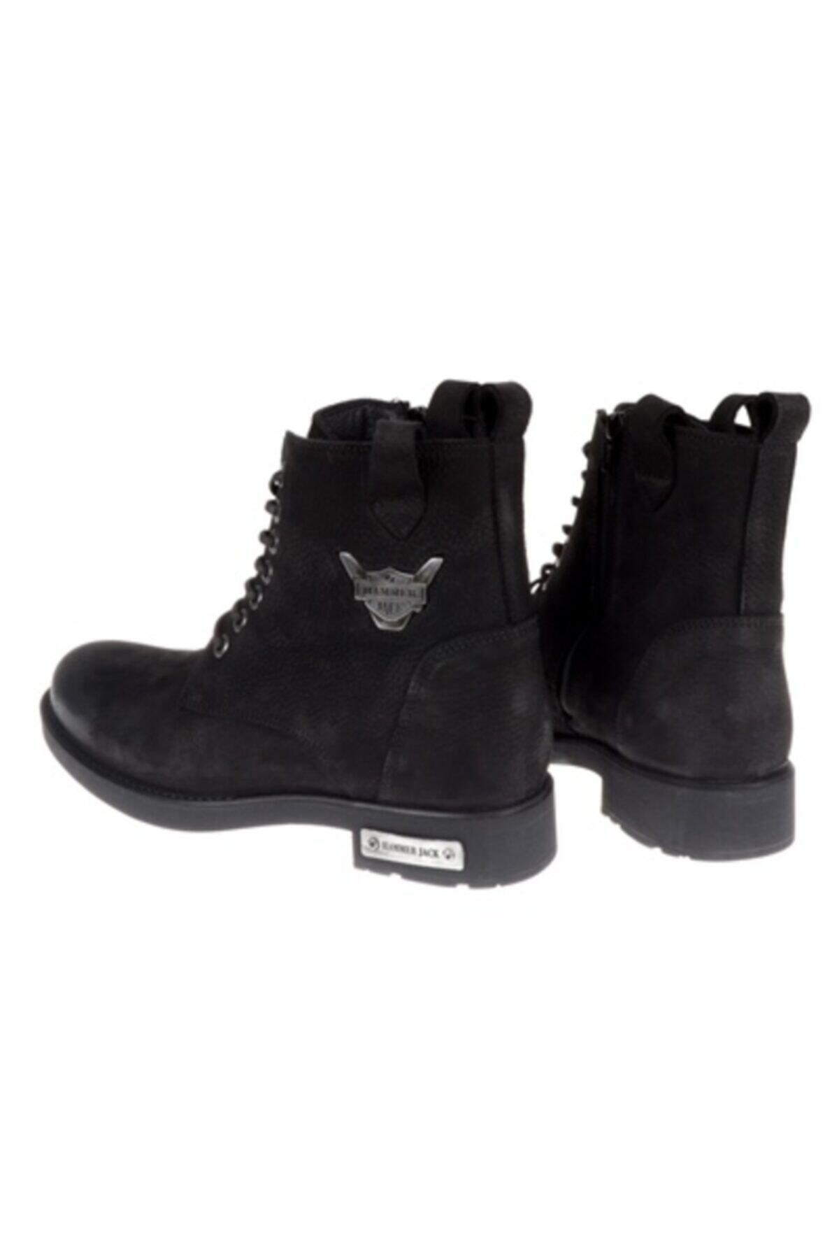 بوت Hammer Jack بلند چرم طبیعی مردانه مشکی Nubuck اورجینال - تصویر 5