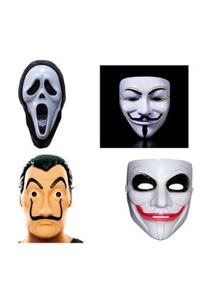 4 Adet Çığlık Vandetta La Casa De Papel Ve Joker Maskesi LMT 4 ADET MASKE