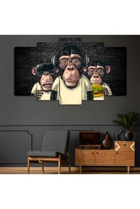 Maymunlar 5 Parçalı Dekoratif Tablo Q5-0304