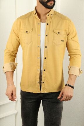 Erkek Sarı Kot Gömlek 061