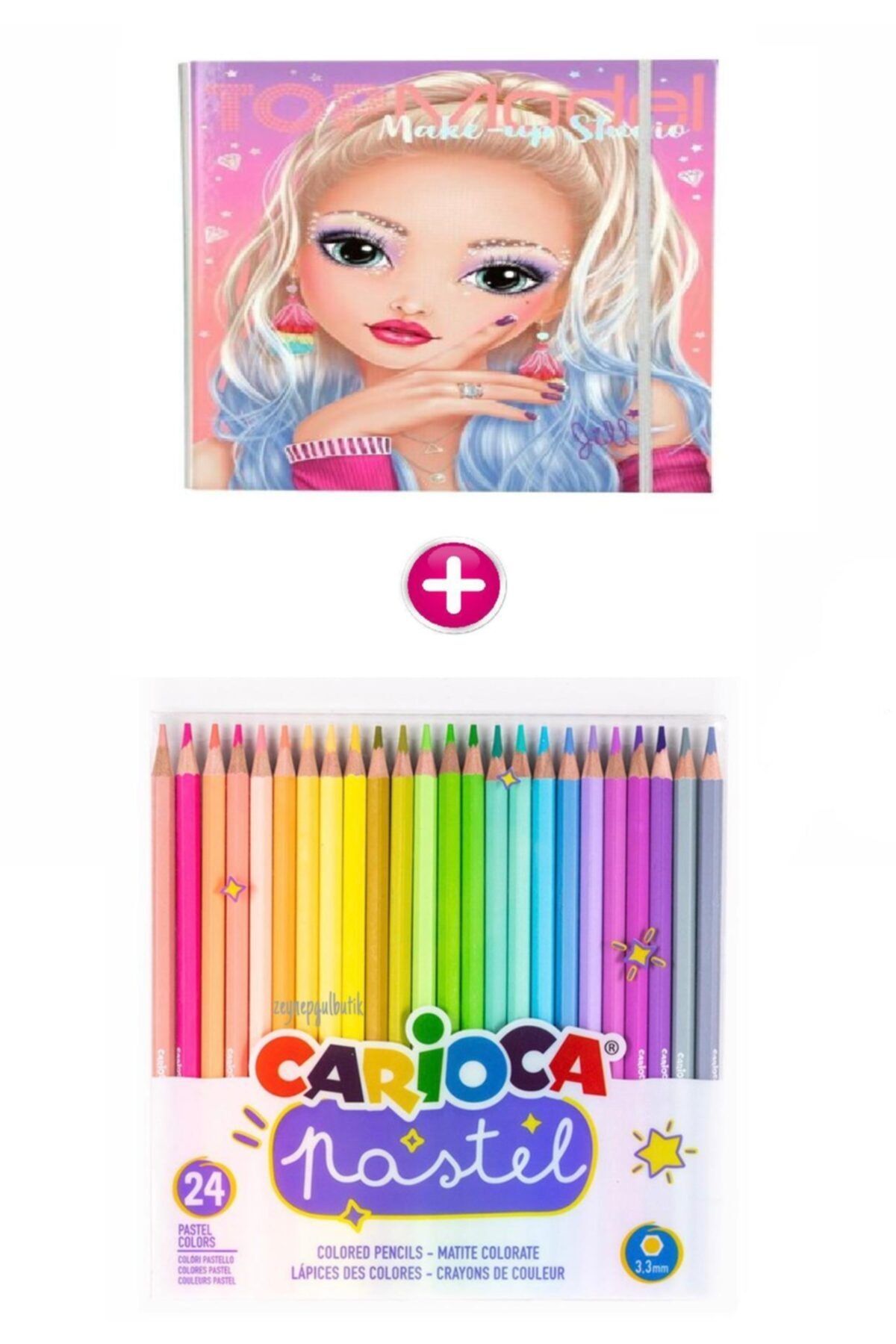 24 lu pastel kuru boya kalemi ve tasarim defteri