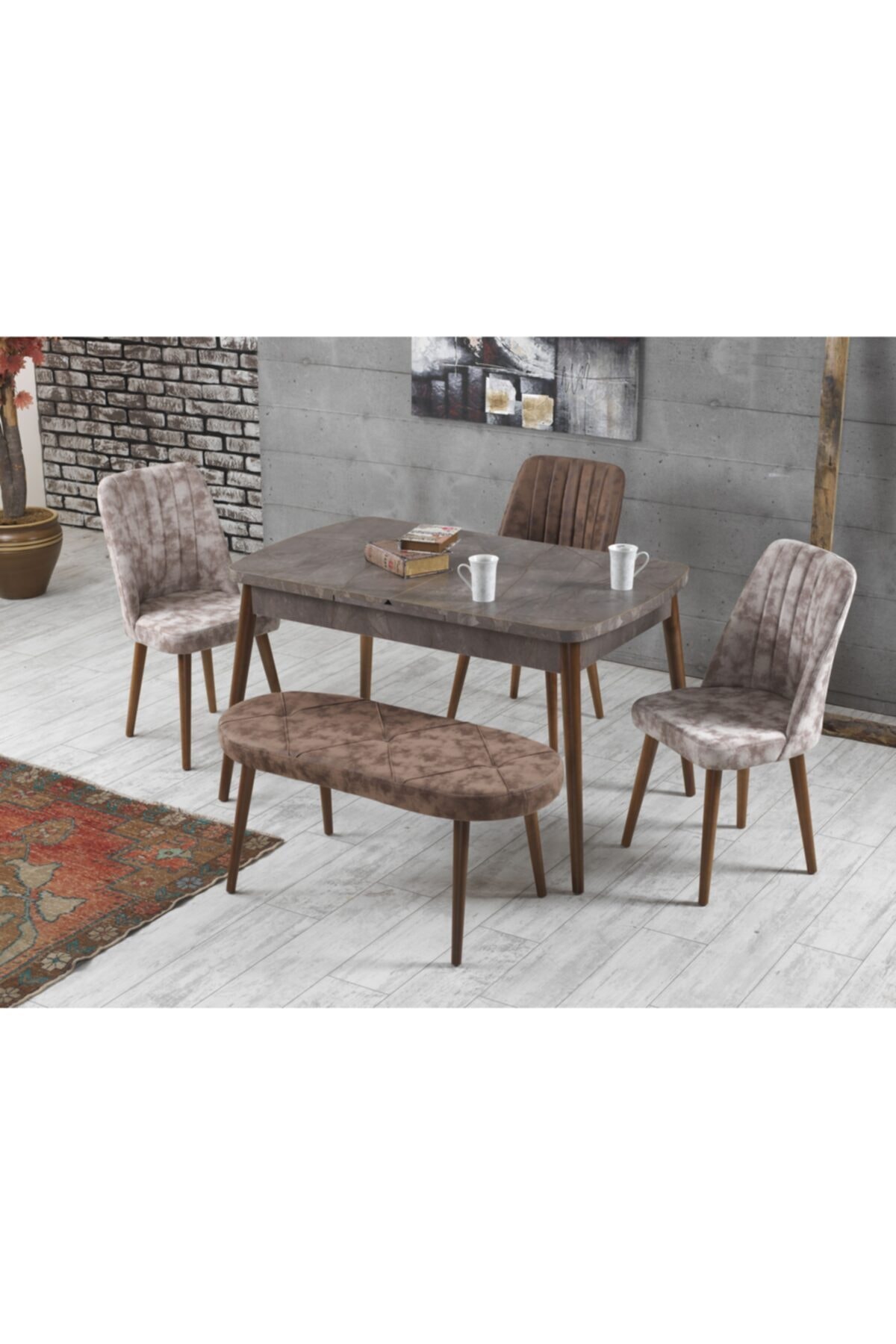 mymassa elit luks gordion acilabilir mutfak masasi ve polo sandalye takimi benchli fiyati yorumlari trendyol