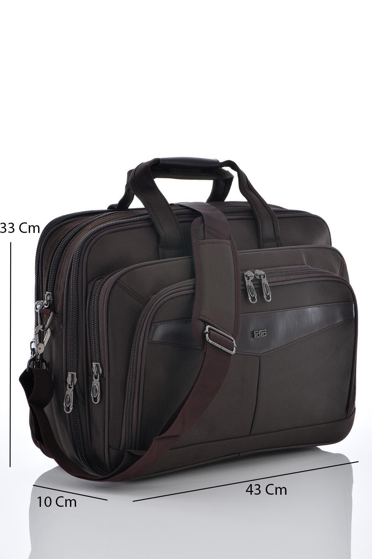 ÇÇS-Brown Section Gusseted Notebook Interior Document Briefcase 2