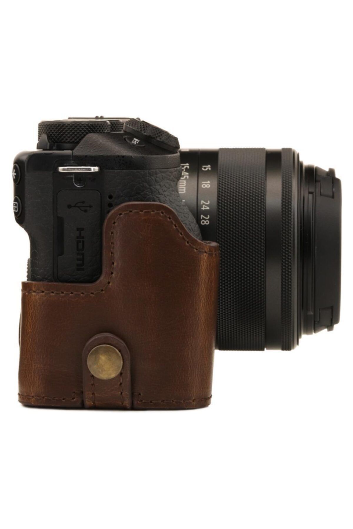 لوازم جانبی کیف چند رنگ مردانه و زنانه کیس نیمه دوربین چرمی مصنوعی سازگار با Canon EOS M6 Mark II یک پایین MegaGear