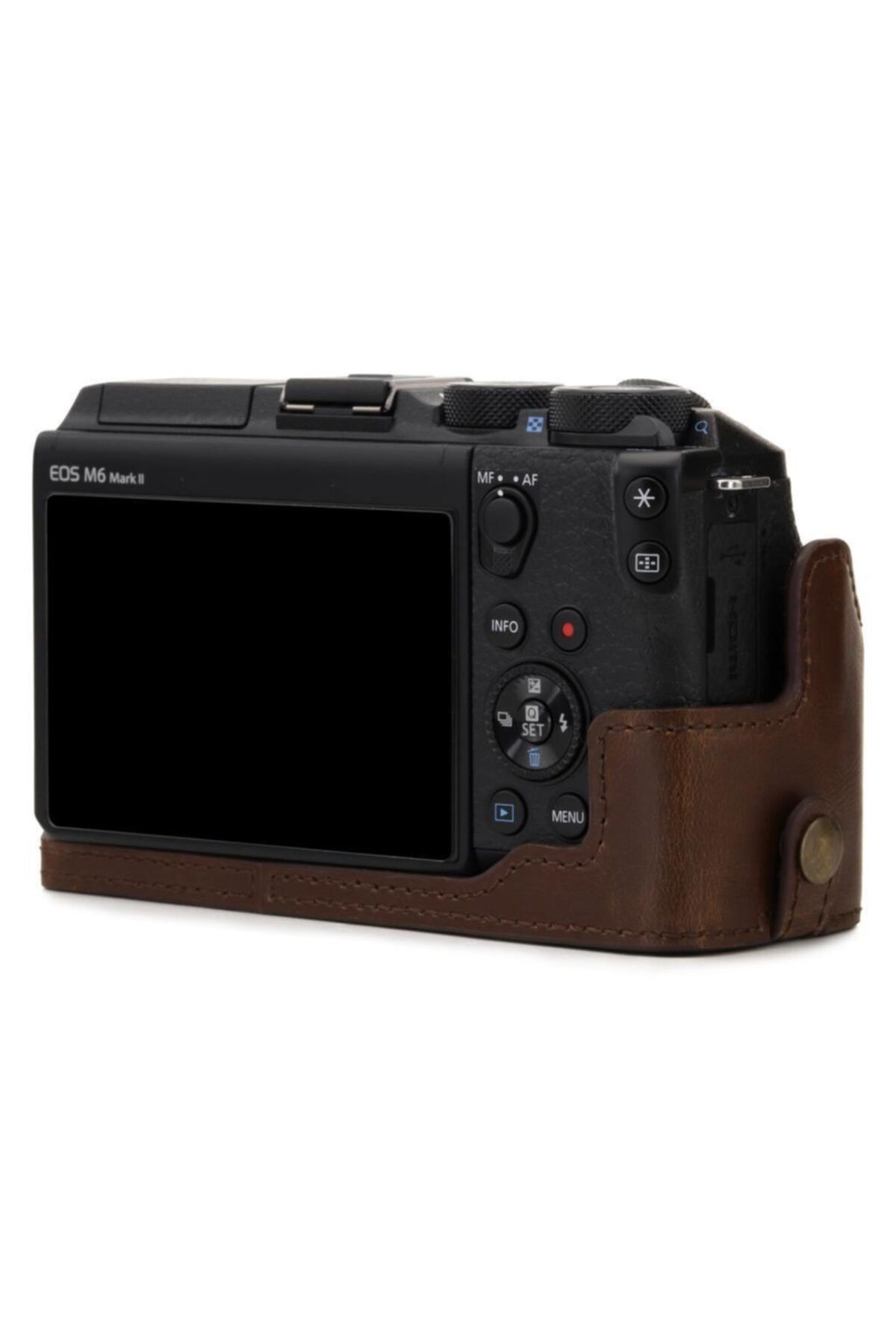 لوازم جانبی کیف چند رنگ مردانه و زنانه کیس نیمه دوربین چرمی مصنوعی سازگار با Canon EOS M6 Mark II یک پایین MegaGear