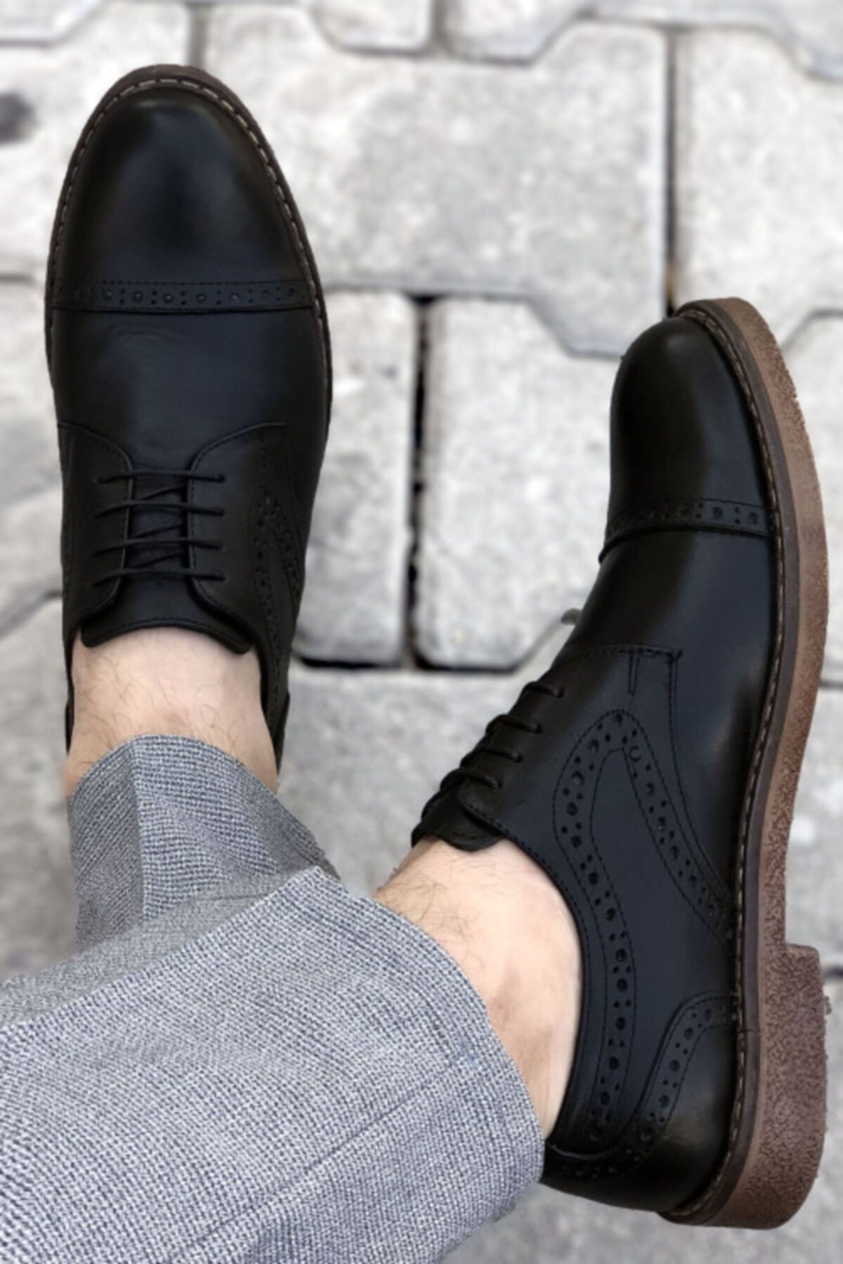 کفش کلاسیک مردانه با طرح چرم اصل مشکی از  بیگ کینگ Big King (برند ترکیه)