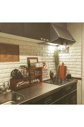 Mutfak Tezgah Arası 3d Kendinden Yapışkanlı Esnek Sünger Tuğla Duvar Kaplama Paneli - Duvar Kağıdı NW58-KREM