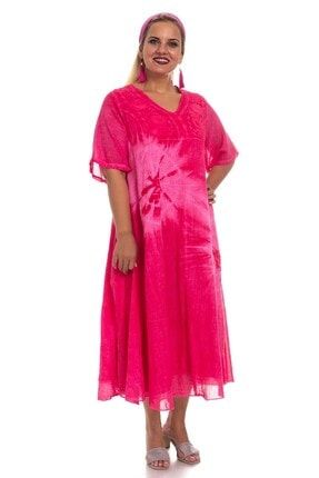 2051 Kendinden Nakışlı Organik Boyalı Pamuk Batik Elbise 20Y.BBKBBY0103.141-0027