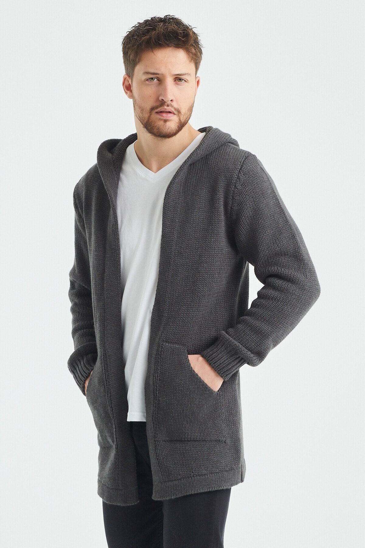 Tarz Cool  Erkek Füme Desenli Triko Hırka- Hrk8085r01s - Görsel 3