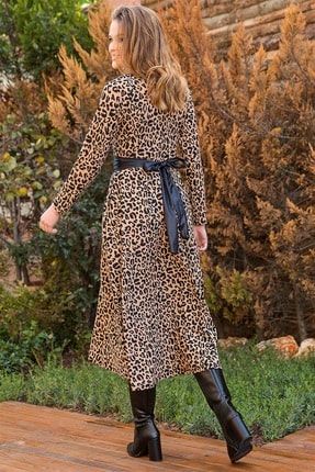 azra butik kruvaze yaka leopar uzun kol krep elbise fiyati yorumlari trendyol
