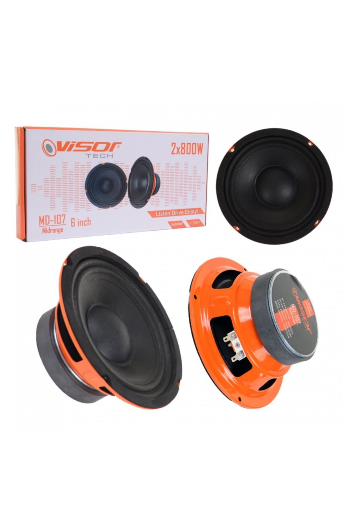 VISOR Oto Hoparlör 16 Cm 6 Inch Midrange Güçlü Ses Seviyesi 2x800w