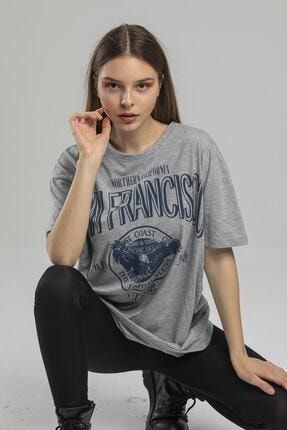 Kadın Gri San Francisco Boyfriend T-Shirt snfk