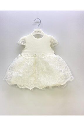 Kız Bebek Mişinalı Elbise Ekru MY2639
