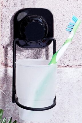 Mat Siyah Banyo Yapışkanlı Diş Fırçalık PDOKY1734