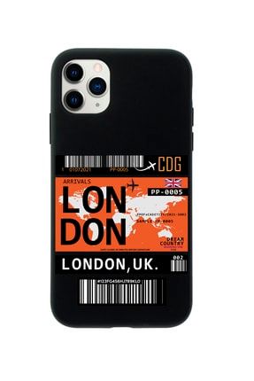 Iphone 11 Pro Max London Bilet Tasarımlı Siyah Telefon Kılıfı MCIP11PMAXLLNDN