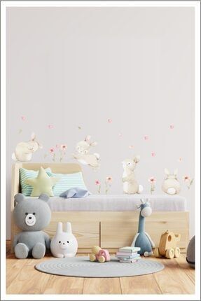 Sevimli Tavşan Dostlar Çocuk Odası Duvar Sticker TA-CS063