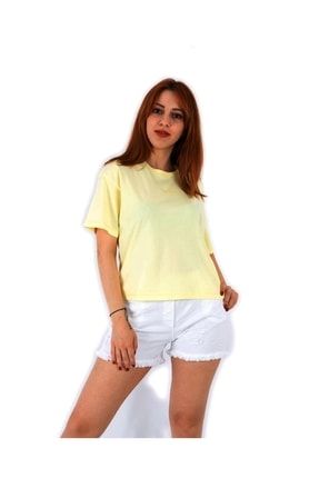Pastel Renk Bisiklet Yaka Kadın T-shirt EN4292022