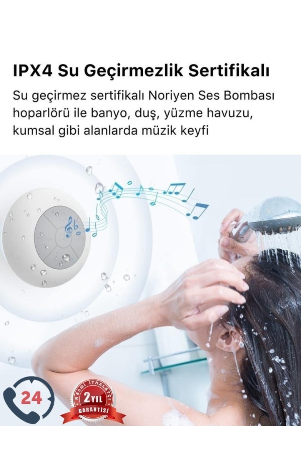 Nanopro Duş Hoparlörü Bluetooth Eller Serbest Su Geçirmez Duş Banyo Havuz Outdoor Banyo Hoparlörü