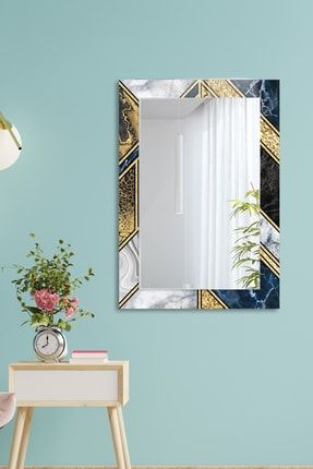 Ev Mutfak Banyo Ayna Baskılı Temperli Cam Üzeri Dekoratif Ayna 70x100cm RG-A22