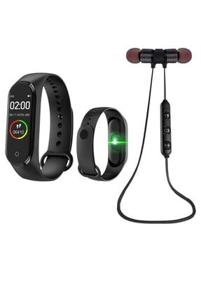 Bluetooth Kulaklık Uyumlu + M4 Akıllı Bileklik Sporcu Seti