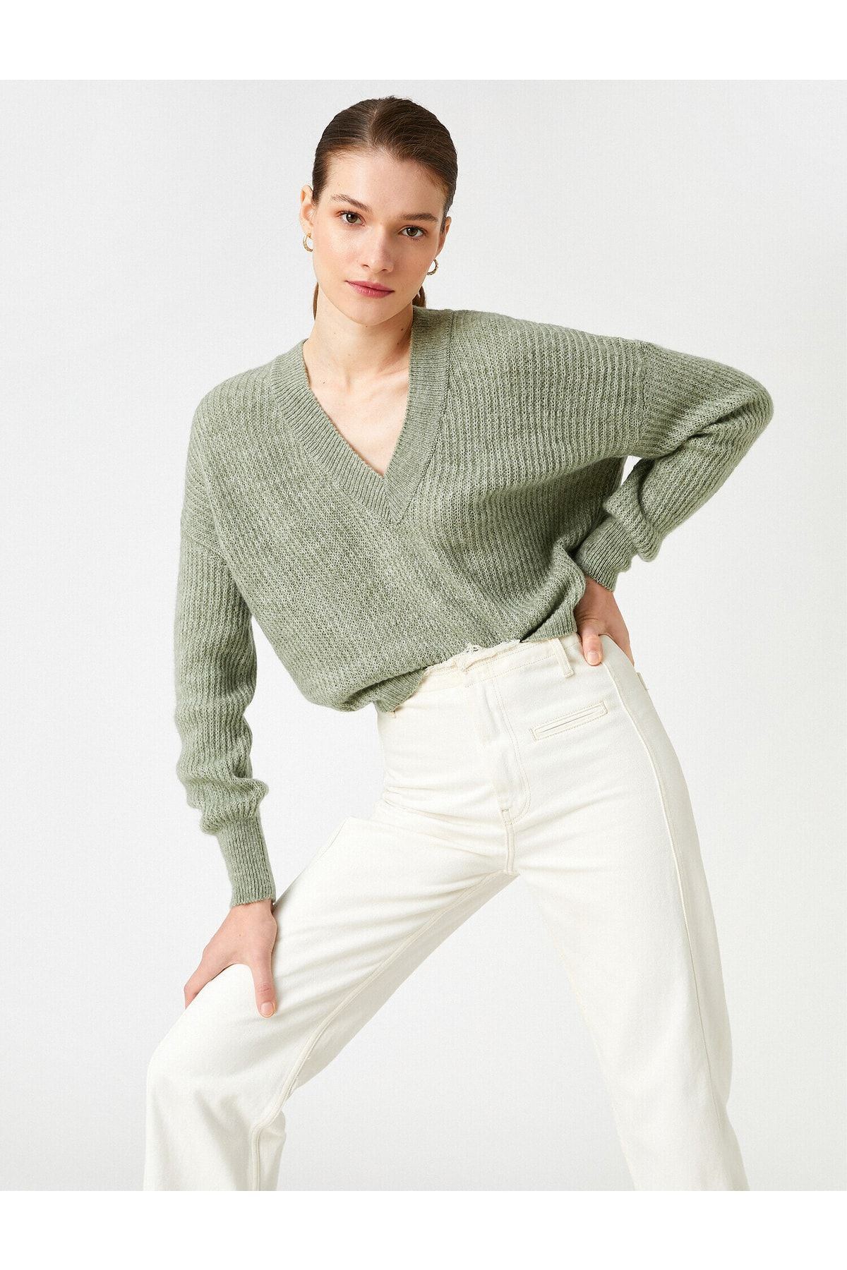 Koton Pullover Grün Regular Fit Fast ausverkauft