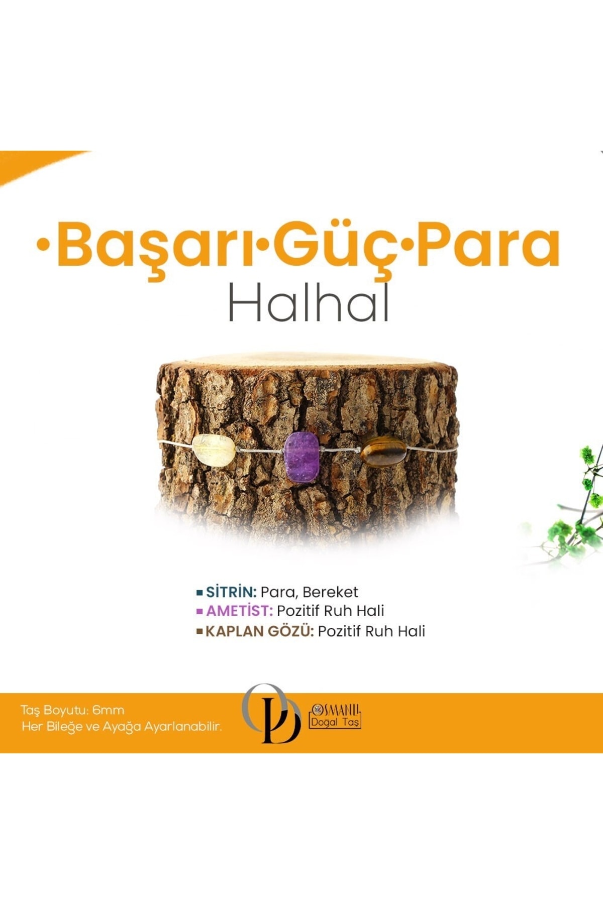 OSMANLI DOĞAL TAŞ Sertifikalı Ametist, Sitrin, Kaplan Gözü Doğaltaş Halhal 6 Mm, B929