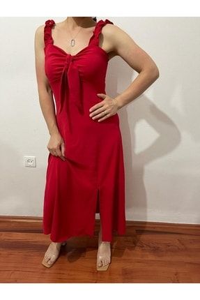 Kırmızı Kolsuz Maxi Elbise YRBYCSM50018KRMZ