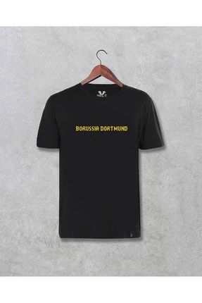 Unisex Siyah Borussia Dortmund Futbol Takım Baskılı Yazılı Tişört 33500227566123