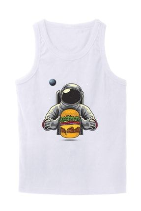 Ibl Astronot Burger Baskılı Beyaz Askılı T-shirt P28859S578