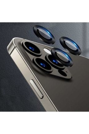 Iphone 13 Pro Max Uyumlu Kamera Lens Koruyucu Yuvarlak Temperli Cam Koruma Siyah