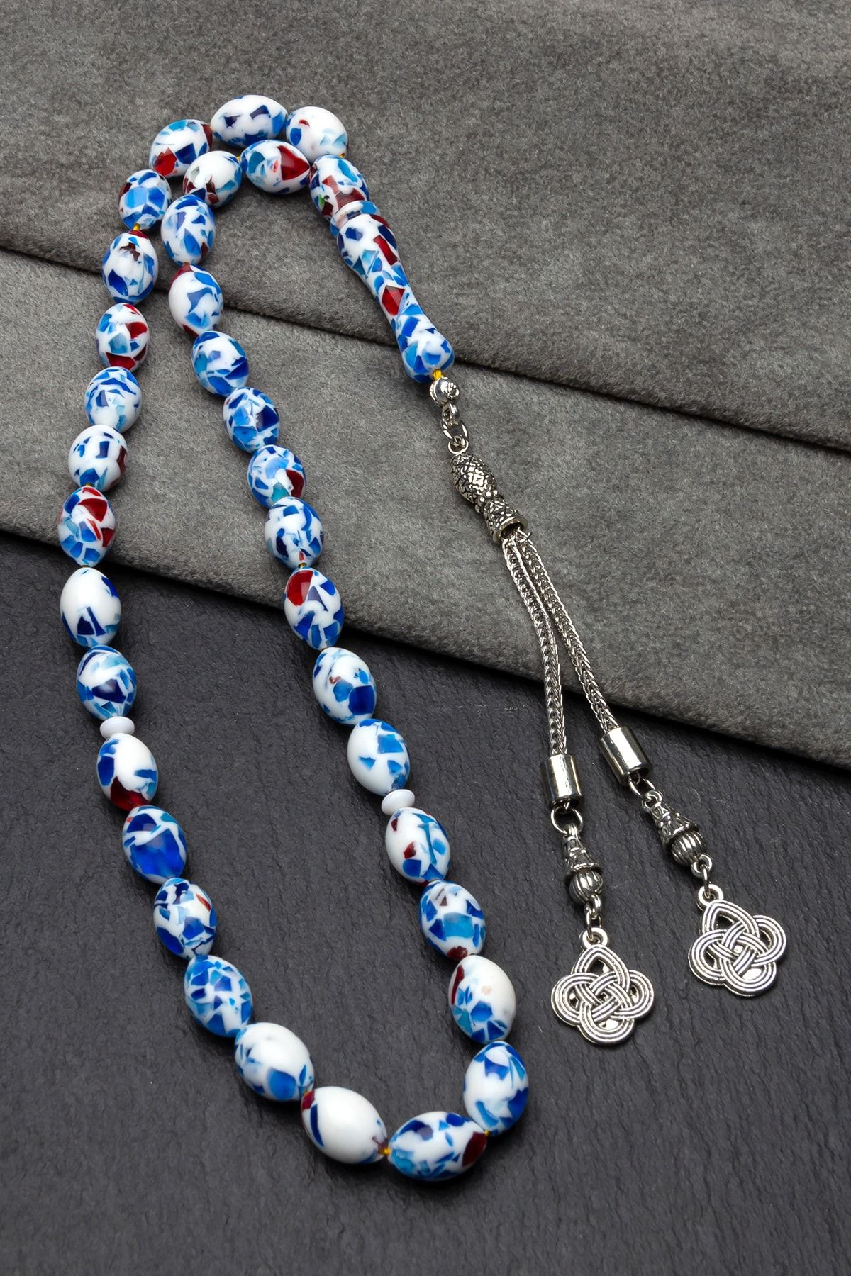 Blue and cheap white beads