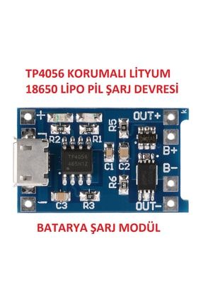 Korumalı Lityum Pil Şarj Devresi Modülü Tp4056 1a 18650 Battery Charger + Protection Microusb EIS10852