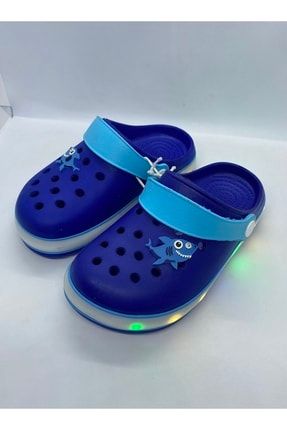 Mavi Balık Emojili Erkek Çocuk Işıklı Terlik Sandalet BALL