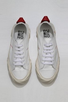 Beyaz Kırmızı Deri Erkek Spor Ayakkabı 01MQ7500