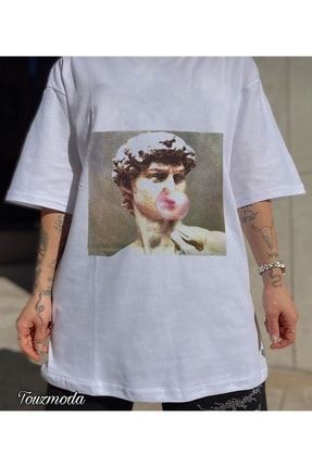 David Bubble Baskılı Unisex Beyaz T-shirt 19070306