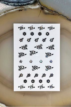1 Adet Nail Art Su?sleme Siyah Gümüş Karışık Sticker NERA-125