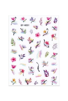 Lilac Çiçek Figürlü Renkli Nail Art Sticker QY-H051