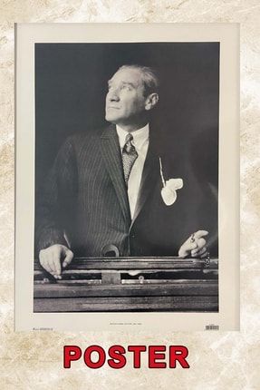 Atatürk Resmi Siyah Beyaz Dekoratif Çerçeveli ASİL280