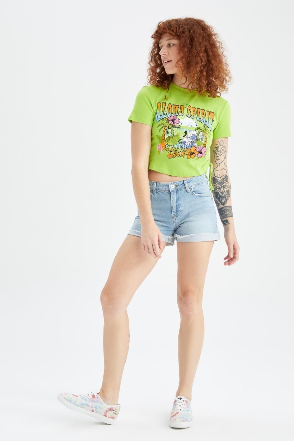 DeFacto T-Shirt Grün Regular Fit