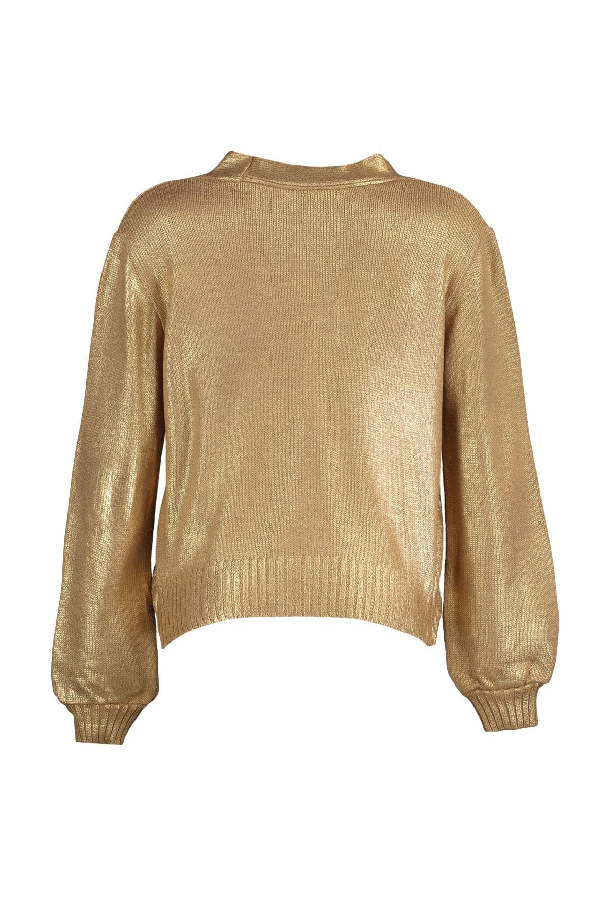 Trendyol Collection-Goldfarbener Strickpullover mit Knopfleiste und weiter Passform TWOAW20DU0019 6