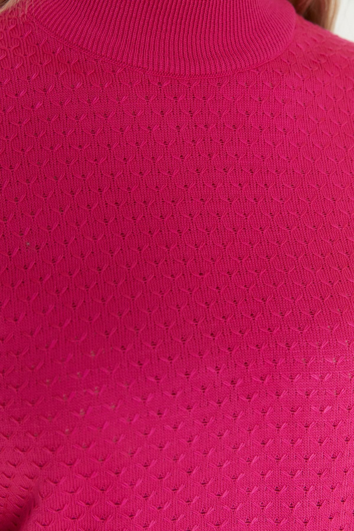 Trendyol Collection-Pulover tricotaj cu guler fucsia TWOAW21KZ0817 5