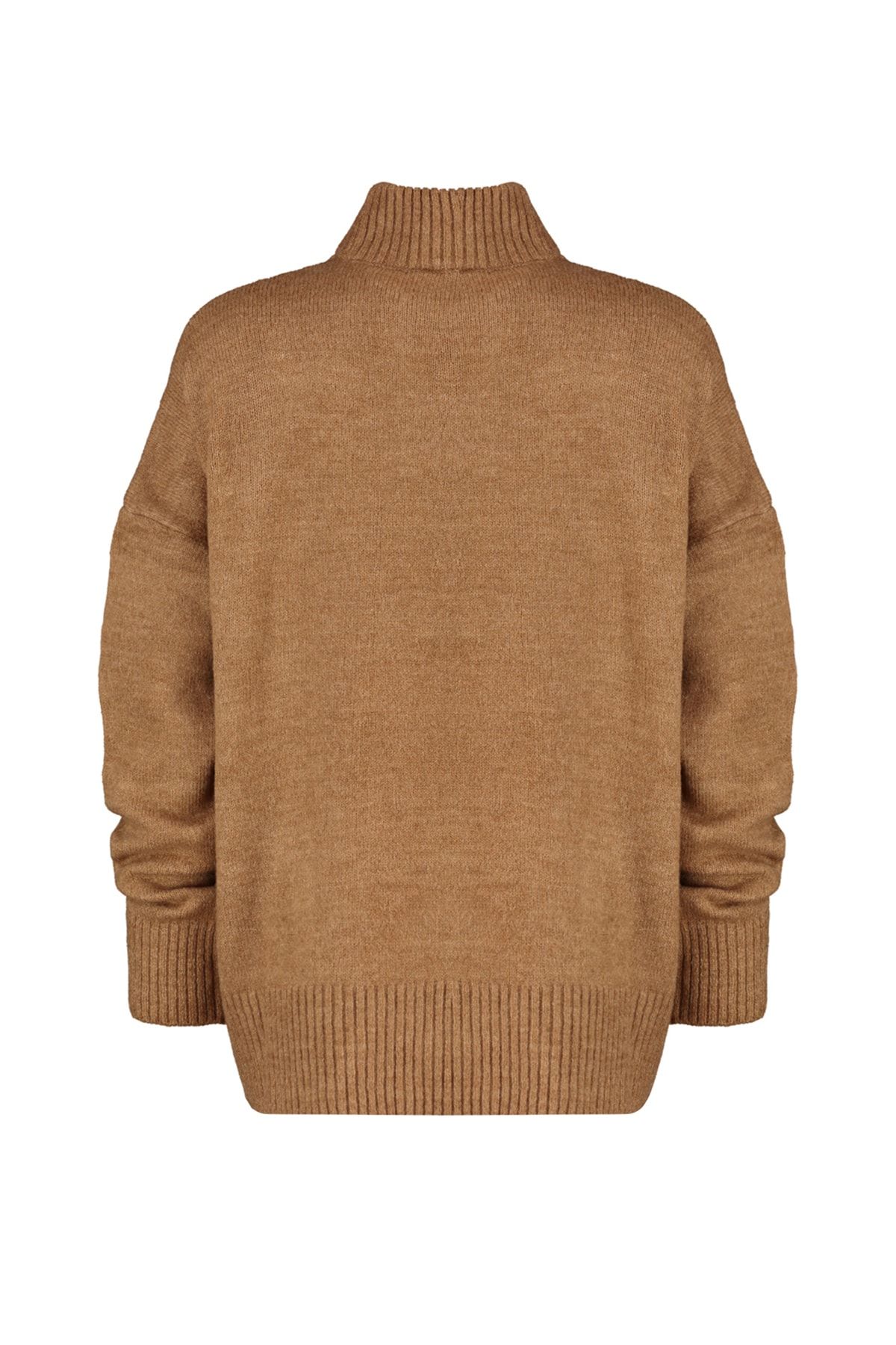 Trendyol Collection-Hellbrauner, lockerer, weicher, strukturierter Strickpullover TWOAW23KZ00469 8