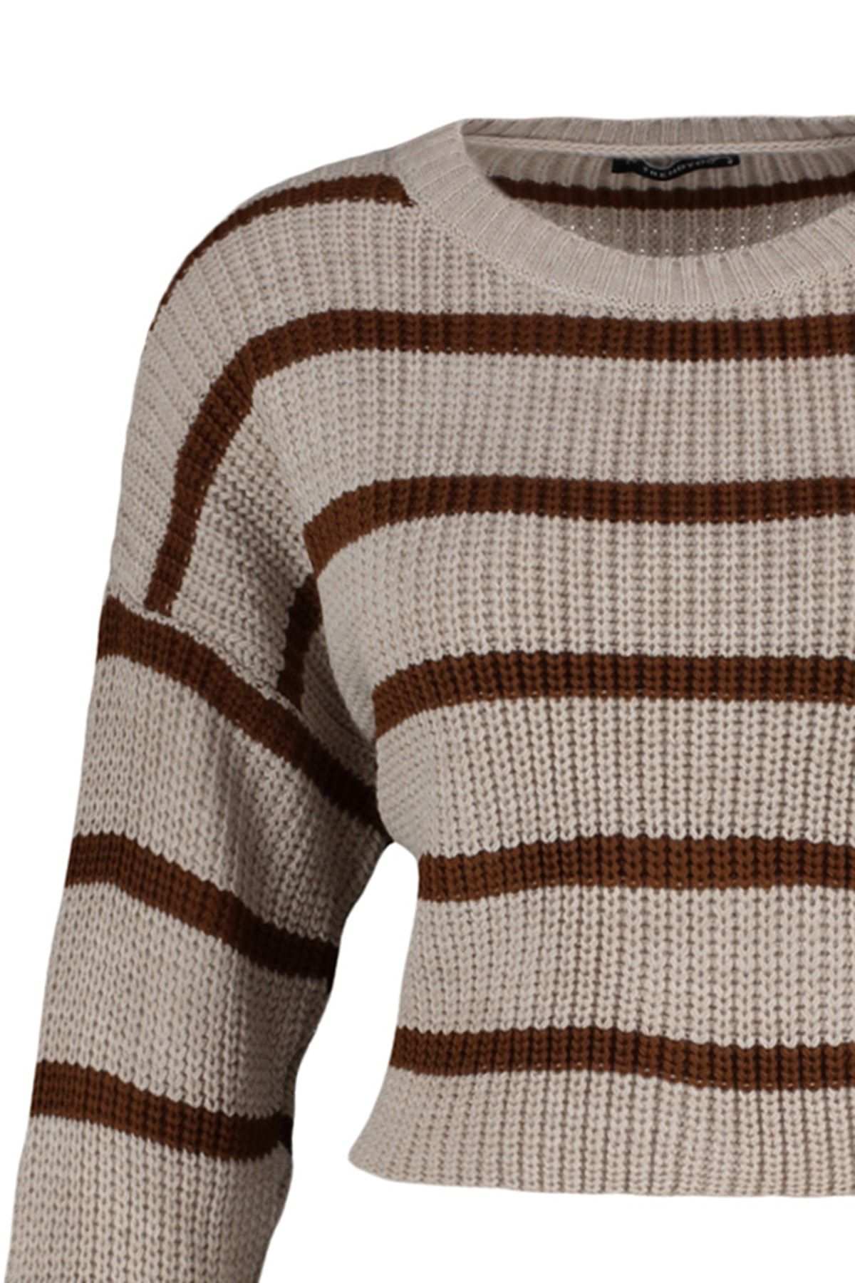 Trendyol Collection-Stone Crop Basic Strickpullover mit Streifen TWOAW23KZ00390 8
