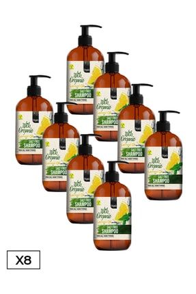 Tuzsuz & Vegan Organik Yağlı Şampuan – Limon Yağlı 900 ml 8 Adet Şampuan KTI.SBN.042