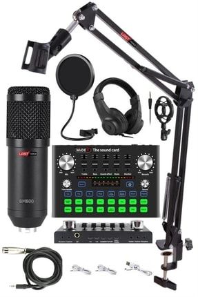 Bm800 Live Head Plus Set Efektli Ses Kartı Mikrofon Kulaklık Stand Kayıt Canlı Yayın Seti 23066