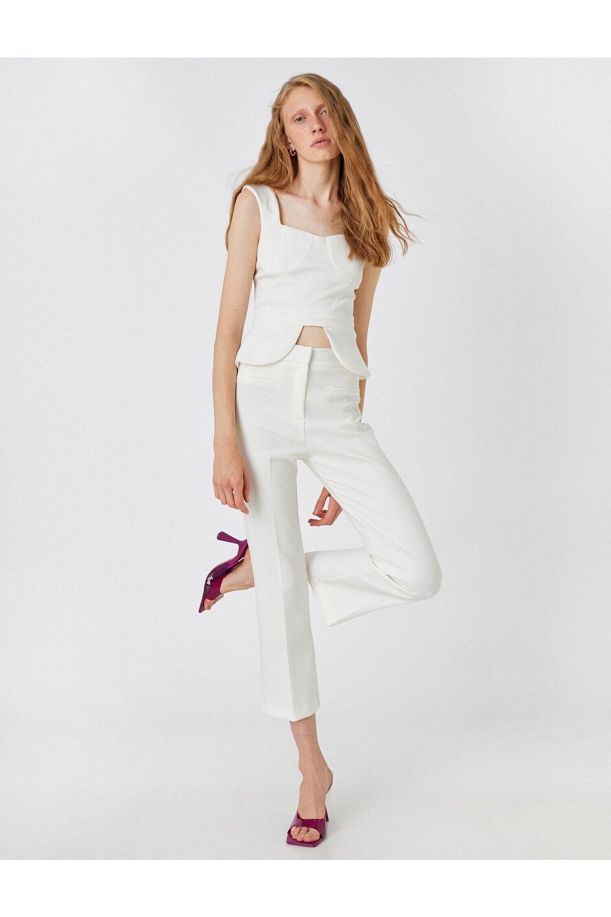 Koton Crop Cigarette Pantolon Cep Detaylı IR7042