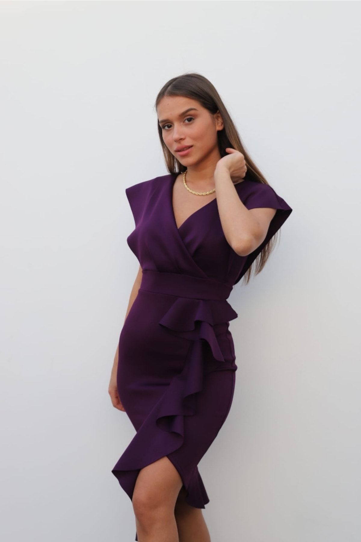 Dark purple wrap dress cheap